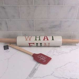 NWT Threshold Christmas Set - Oh What Fun Rolling Pin & Merry Everything Spatula
